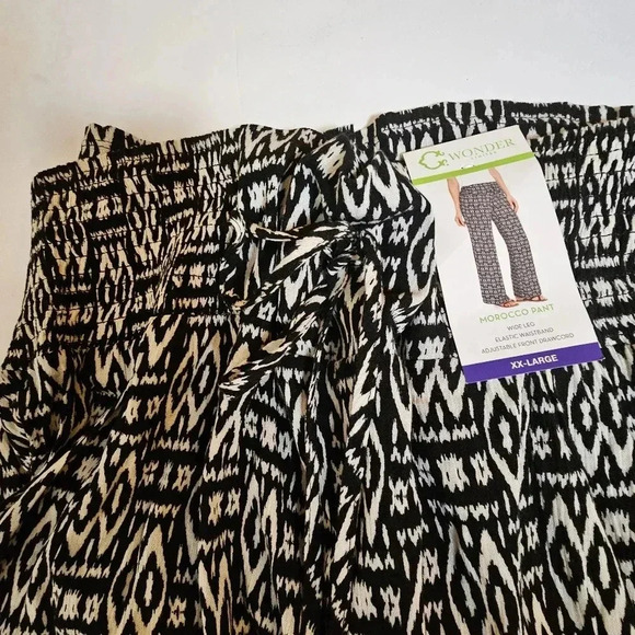NWT Wonder Limited Morocco‎ black,white tribal palazzo plus side pants - Picture 4 of 12